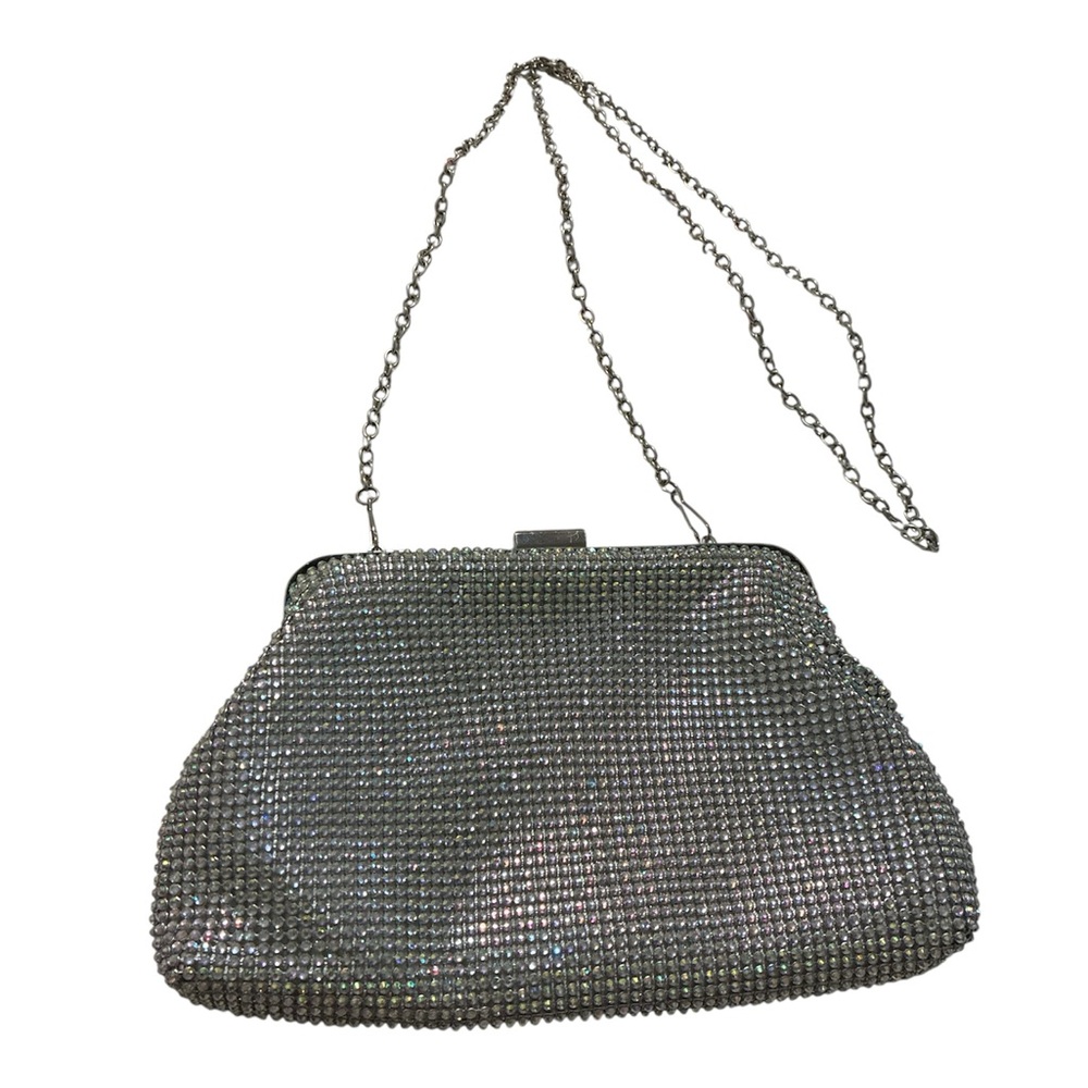 Jessica McClintock Silver Clutch with Chain Strap
